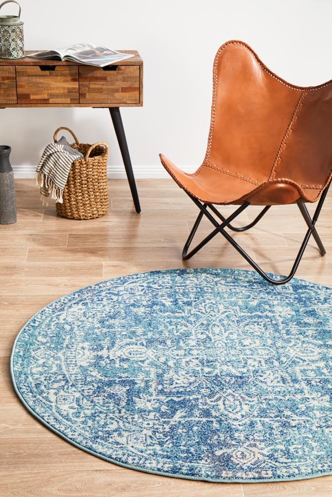 Evoke 253 Blue Round Rug – Rug Culture
